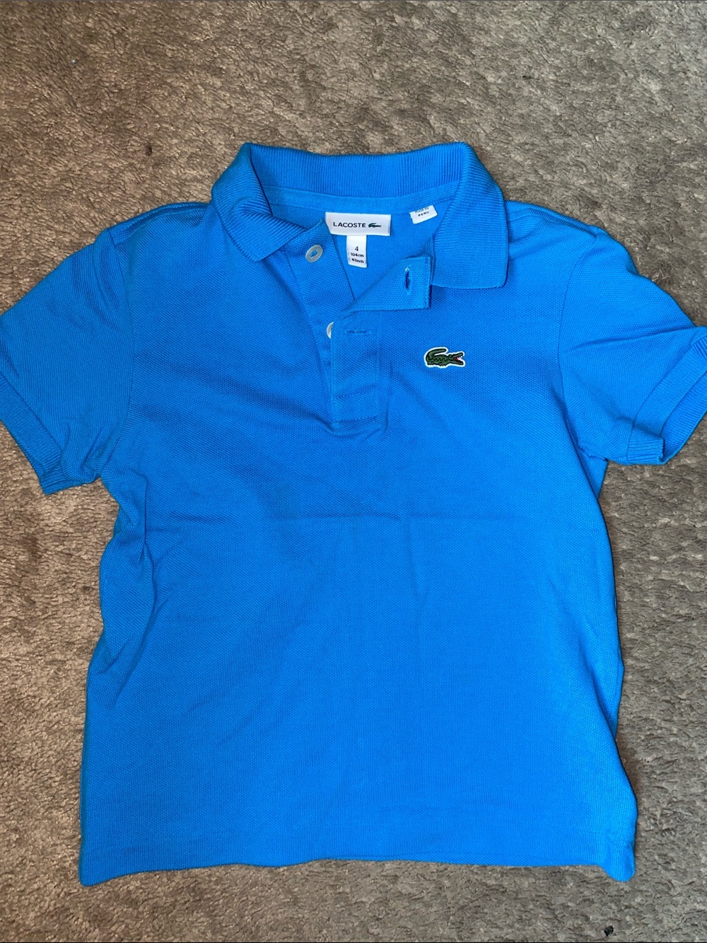 Lacoste Bright Blue Kids Polo with Signature Crocodile